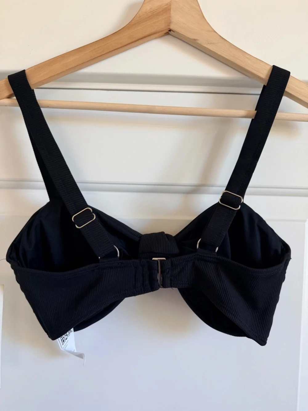 Black Ribbed Knot-Front Bikini Top